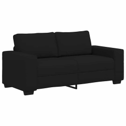 Sofa 2-osobowa, czarna, 140 cm, tapicerowana tkaniną