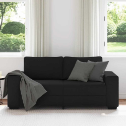 Sofa 2-osobowa, czarna, 140 cm, tapicerowana tkaniną
