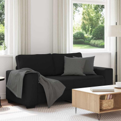 Sofa 2-osobowa, czarna, 140 cm, tapicerowana tkaniną
