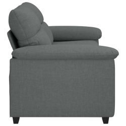 Sofa 2-osobowa, ciemnoszara, 140 cm, tapicerowana tkaniną