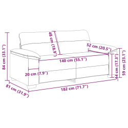 Sofa 2-osobowa, ciemnoszara, 140 cm, tapicerowana tkaniną
