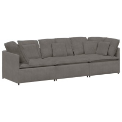 Sofa modułowa z poduszkami Tkanina sztruksowa Jasnoszara