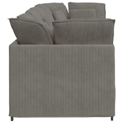 Sofa modułowa z poduszkami Tkanina sztruksowa Jasnoszara