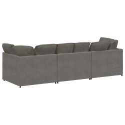Sofa modułowa z poduszkami Tkanina sztruksowa Jasnoszara
