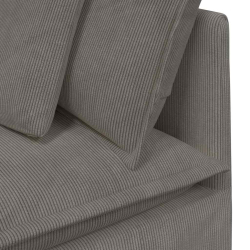 Sofa modułowa z poduszkami Tkanina sztruksowa Jasnoszara