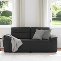 2-osobowa sofa, czarna, 140 cm, sztuczna skóra