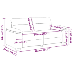 2-osobowa sofa, czarna, 140 cm, sztuczna skóra