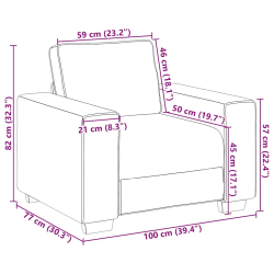 Sofa Fotel Czarny 60 cm Tkanina