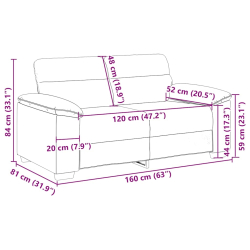 Sofa 2-osobowa Ciemnoszara 120 cm Tkanina