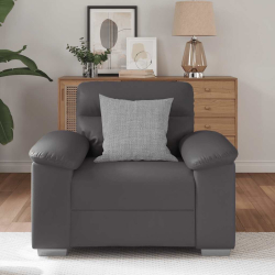 Fotel, szary, 60 cm, obity sztuczną skórą