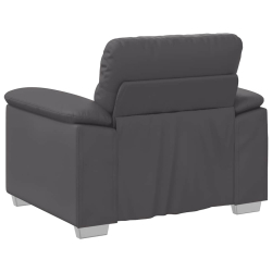 Fotel, szary, 60 cm, obity sztuczną skórą