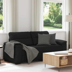 Sofa 2-osobowa, czarna, 140 cm, tapicerowana tkaniną