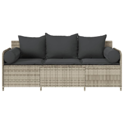 Sofa ogrodowa z poduszkami, 3-osobowa, jasnoszara, polirattan