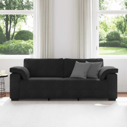 Sofa 3-osobowa, czarny, 178 cm, tapicerowana aksamitem