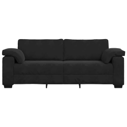 Sofa 3-osobowa, czarny, 178 cm, tapicerowana aksamitem