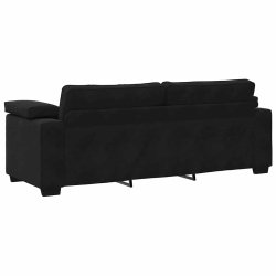 Sofa 3-osobowa, czarny, 178 cm, tapicerowana aksamitem