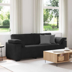 Sofa 3-osobowa, czarny, 178 cm, tapicerowana aksamitem