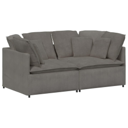 Sofa modułowa z poduszkami Tkanina sztruksowa Jasnoszara