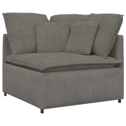 Sofa modułowa z poduszkami Tkanina sztruksowa Jasnoszara