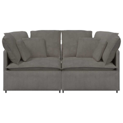 Sofa modułowa z poduszkami Tkanina sztruksowa Jasnoszara