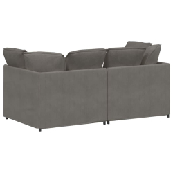 Sofa modułowa z poduszkami Tkanina sztruksowa Jasnoszara