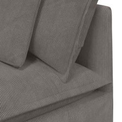 Sofa modułowa z poduszkami Tkanina sztruksowa Jasnoszara