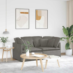 Sofa modułowa z poduszkami Tkanina sztruksowa Jasnoszara