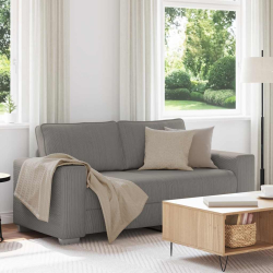 Sofa dwuosobowa, jasnoszara, 140 cm, tkanina sztruksowa