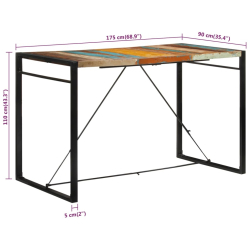Stolik barowy, 175x90x110, lite drewno z odzysku