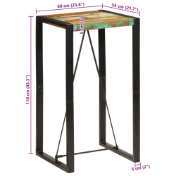 Stolik barowy, 60x55x110, lite drewno z odzysku