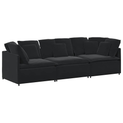 Sofa modułowa z poduszkami aksamitna czerń