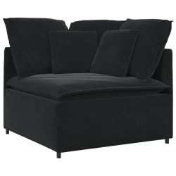 Sofa modułowa z poduszkami aksamitna czerń
