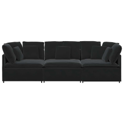 Sofa modułowa z poduszkami aksamitna czerń