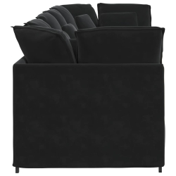 Sofa modułowa z poduszkami aksamitna czerń