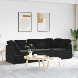 Sofa modułowa z poduszkami aksamitna czerń