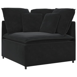 Sofa modułowa z podnóżkiem i poduszkami aksamitna czerń