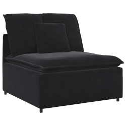 Sofa modułowa z podnóżkiem i poduszkami aksamitna czerń