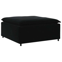 Sofa modułowa z podnóżkiem i poduszkami aksamitna czerń