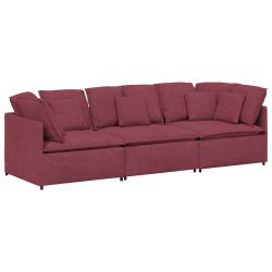 Sofa modułowa z poduszkami Tkanina wino czerwone