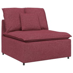 Sofa modułowa z poduszkami Tkanina wino czerwone