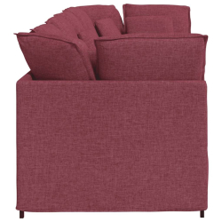 Sofa modułowa z poduszkami Tkanina wino czerwone