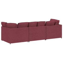 Sofa modułowa z poduszkami Tkanina wino czerwone