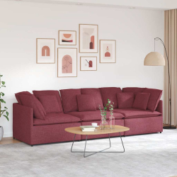 Sofa modułowa z poduszkami Tkanina wino czerwone
