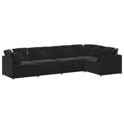 Sofa modułowa z poduszkami aksamitna czerń