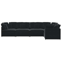 Sofa modułowa z poduszkami aksamitna czerń