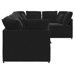 Sofa modułowa z poduszkami aksamitna czerń