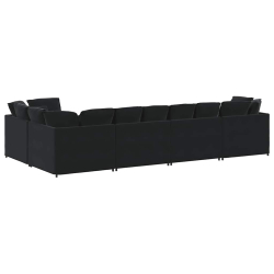 Sofa modułowa z poduszkami aksamitna czerń
