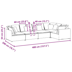 Sofa modułowa z poduszkami aksamitna czerń