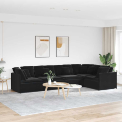 Sofa modułowa z poduszkami aksamitna czerń