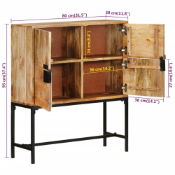 Kredens, 80x30x95 cm, surowe drewno mango